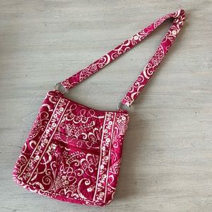 VERA BRADLEY VTG Hipster Crossbody Purse Bag Pink White Floral Adjustable Strap